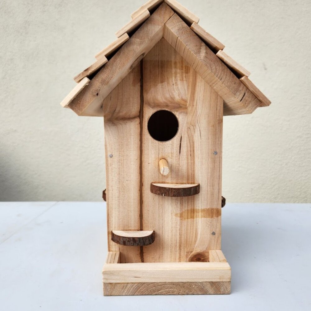 NEW HANDMADE Wooden Bird House Birdhouse Handbuilt Wood Garden Decor Spring Made - Picture 4 of 14